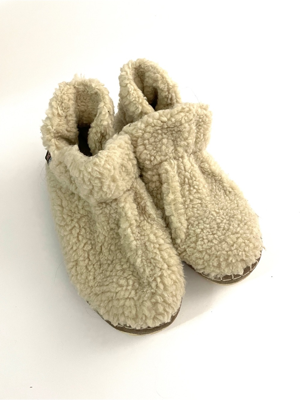 LL Bean Beige Hi-Pile Fleece Full Bootie Slippers Women’s Size 8